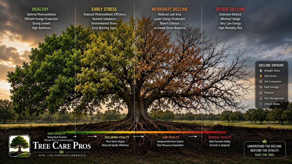 Tree Decline Syndromes — Dallas–Fort Worth, Texas Tree decline syndromes affecting mature trees in Dallas–Fort Worth, Texas